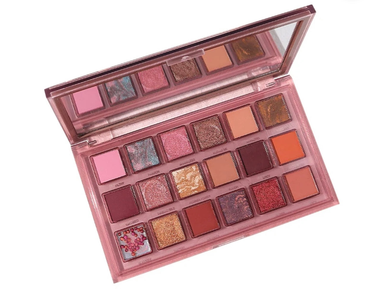 THE COLORS ARE FULL AND
EYE-CATCHING. 18 COLORS EYE SHADOW PALETTE.