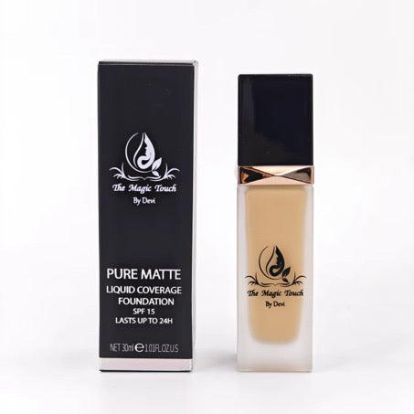 PURE MATTE LIQUID COVERAGE FOUNDATION — SPF 15 — UP TO 24HR WEAR.
